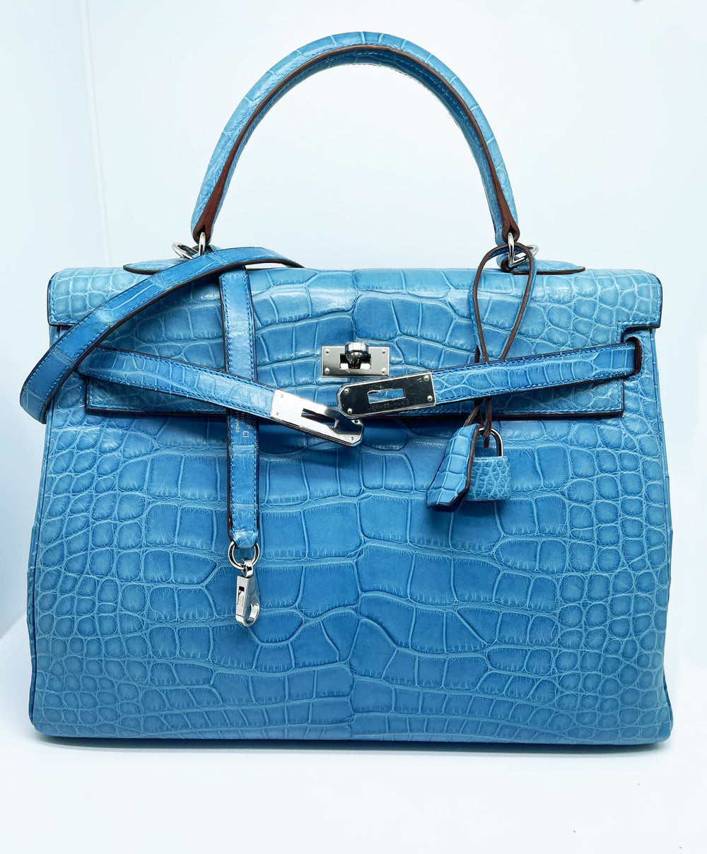 Kelly HERMES 35 Alligator Blue Mykonos