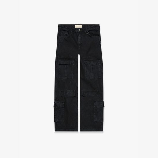 Cargo Pants Wrinkled Canvas Black | Reternity