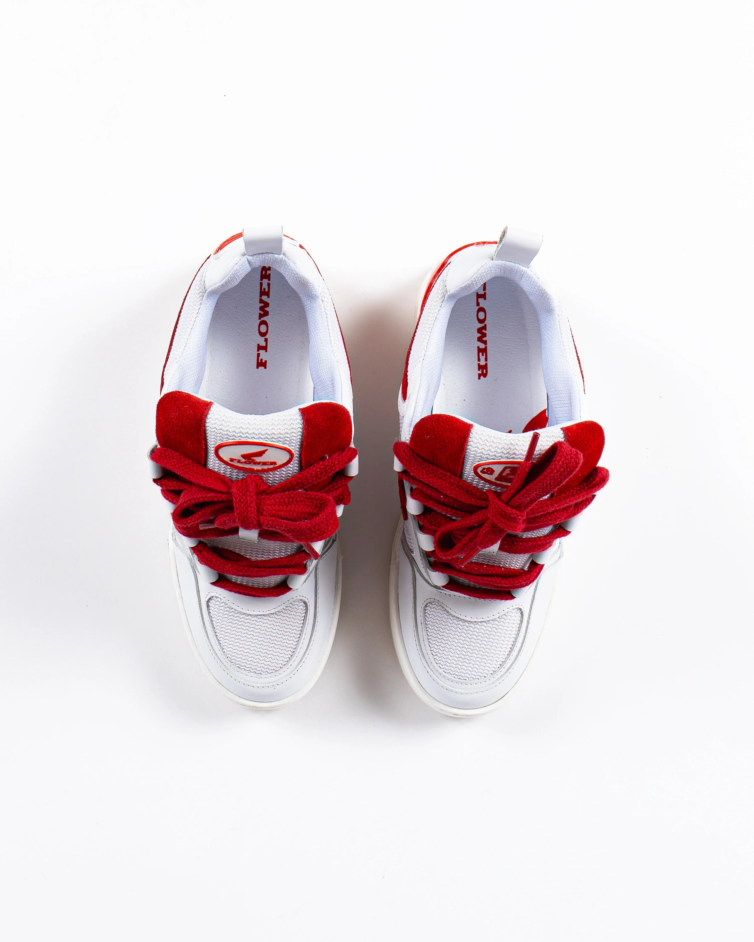 Hi-top White Red Motor | Flower Instincts