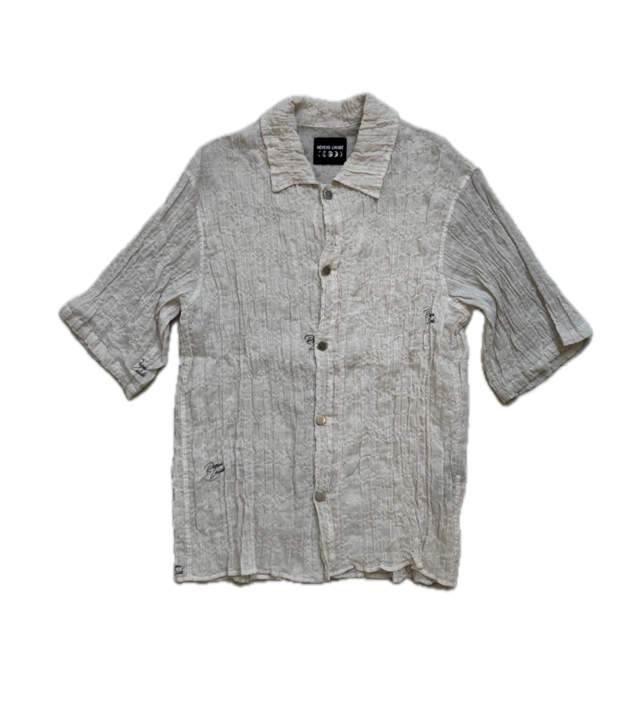 Short Sleeve Dress Shirt Reveur Lucide Stone White