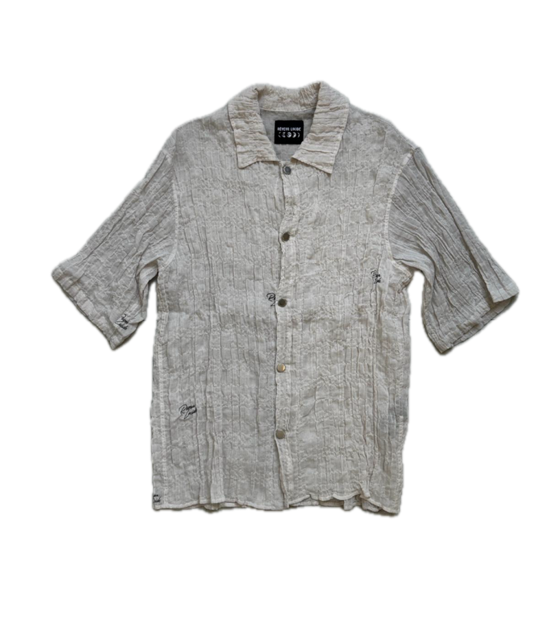 Short Sleeve Dress Shirt Reveur Lucide Stone White