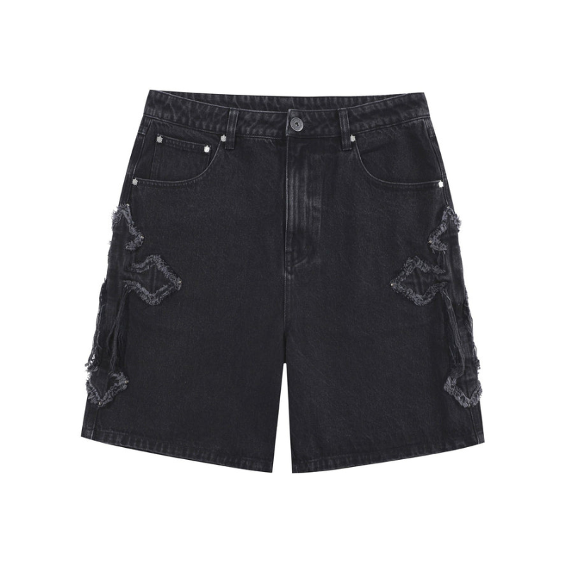 UNKNOWN Black Jorts Cross patched