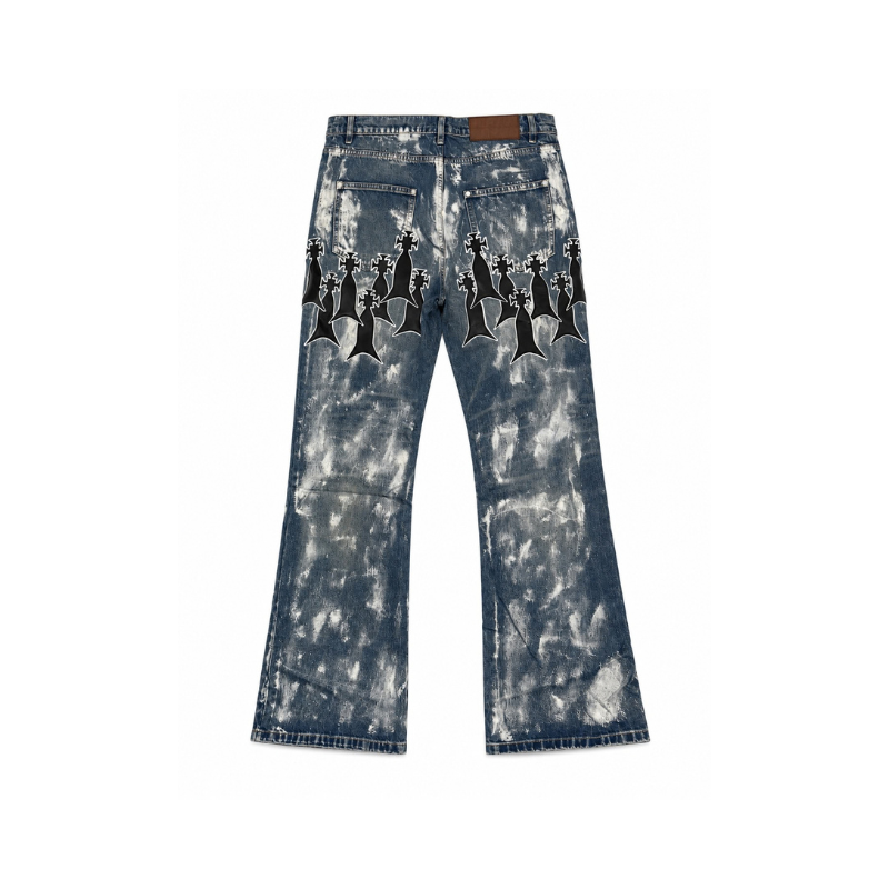 Jeans Demi Flare Fit Luster Wash With Patches Silver | WhoDecidesWar, view 4