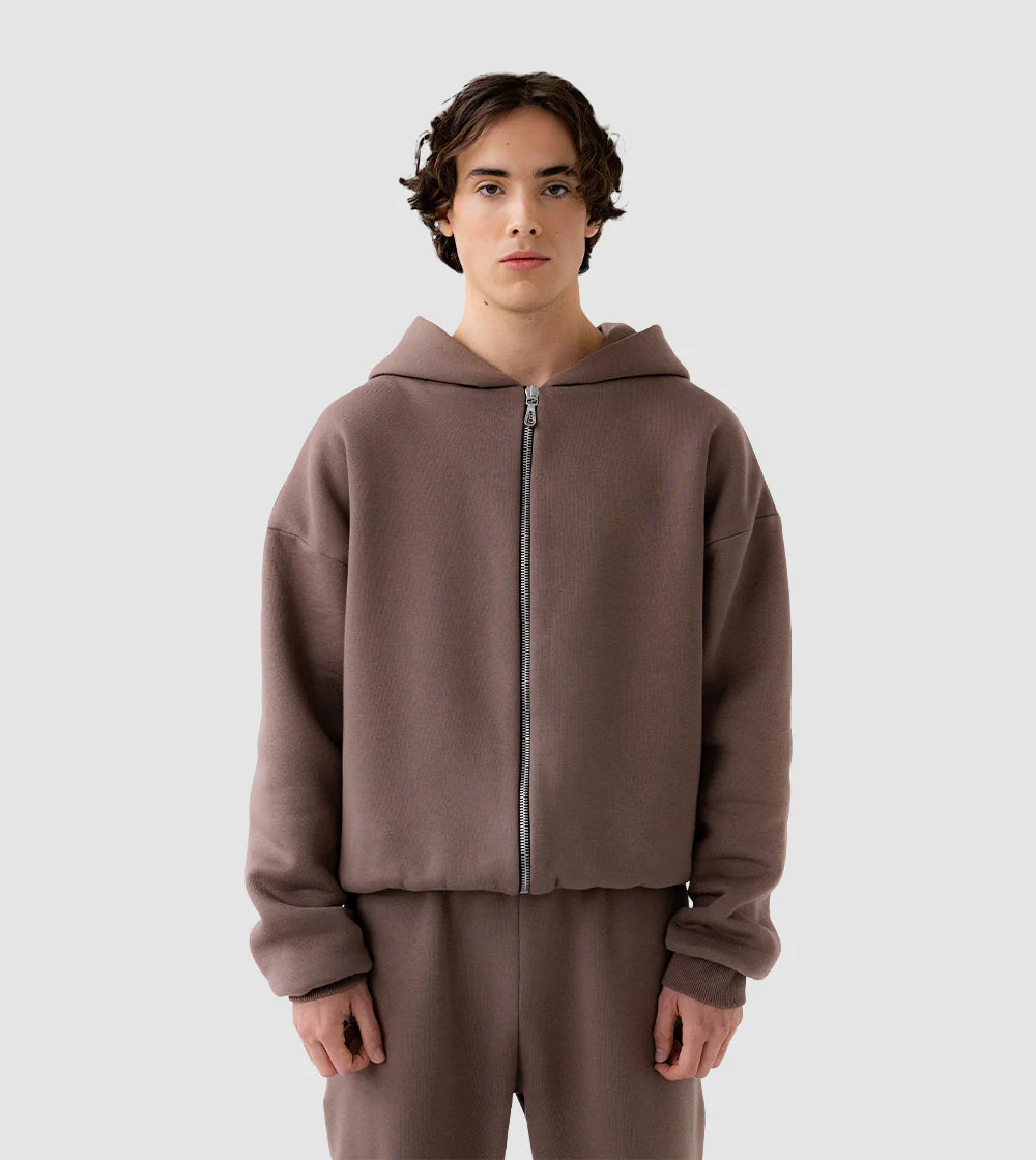 Sweat à capuche zippé November Brown | Perplex