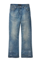 Jeans Flare Washed Blue Embroidery | WhoDecidesWar, Hype clothes, view 3