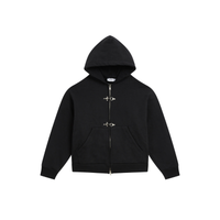 Zip Hoodie Double Clips Black | Les Bons Gars