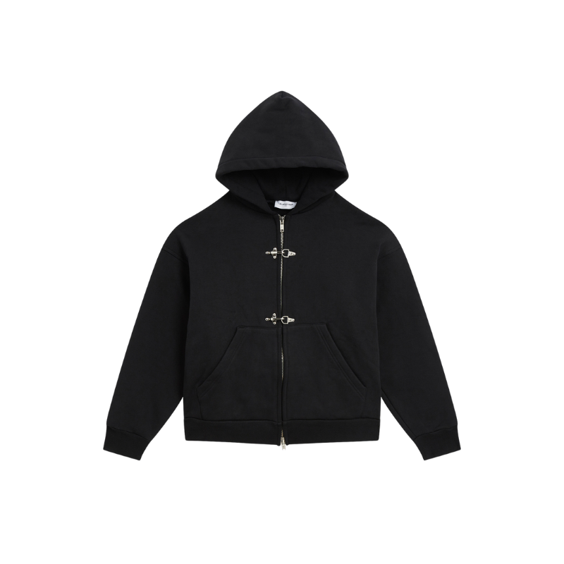 Zip Hoodie Double Clips Black | Les Bons Gars