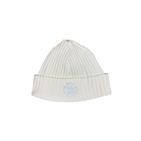 Beanie White Cashmere Cross Patch  | Chrome Hearts