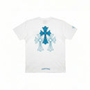 T-shirt White Triple Cross Baby Blue  | Chrome Hearts