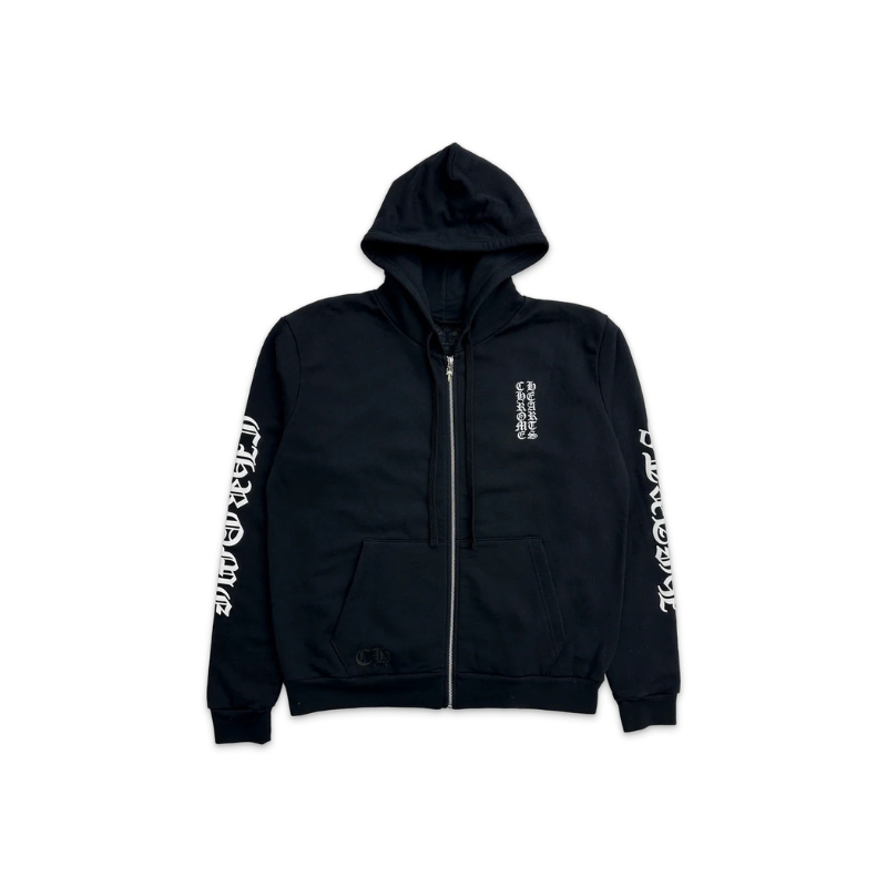Zip Hoodie Thermal Vertical Logo Black | Chrome Hearts, Hype clothes