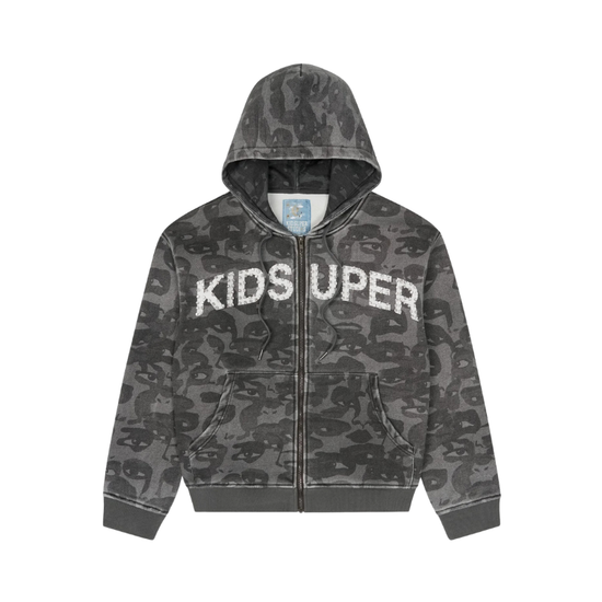 Zip Hoodie Face Camo Camo Black | KidSuper