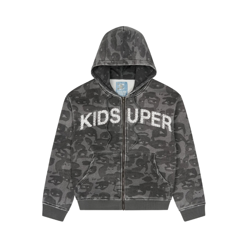 Zip Hoodie Face Camo Camo Black | KidSuper