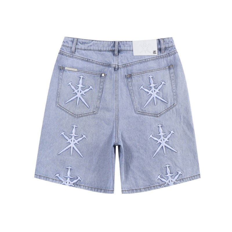 UNKNOWN Dagger EMB Denim Short Light Wash Blue