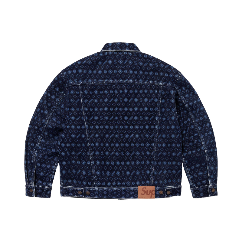 Flocked Denim SUPREME Trucker Jacket Navy