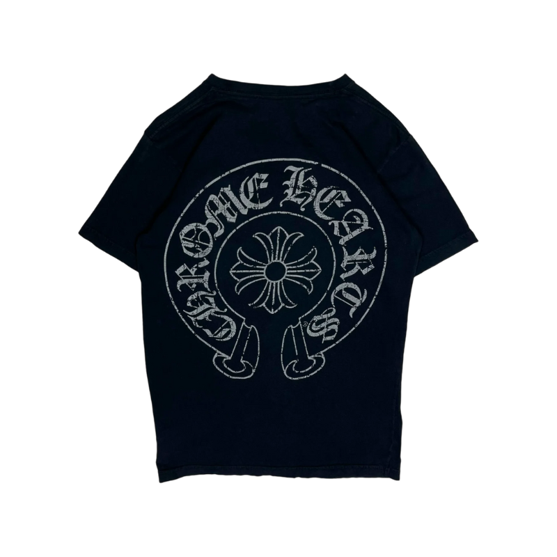 Chrome Hearts Black Silver Horseshoe Logo Tee