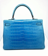 Kelly HERMES 35 Alligator Bleu Mykonos