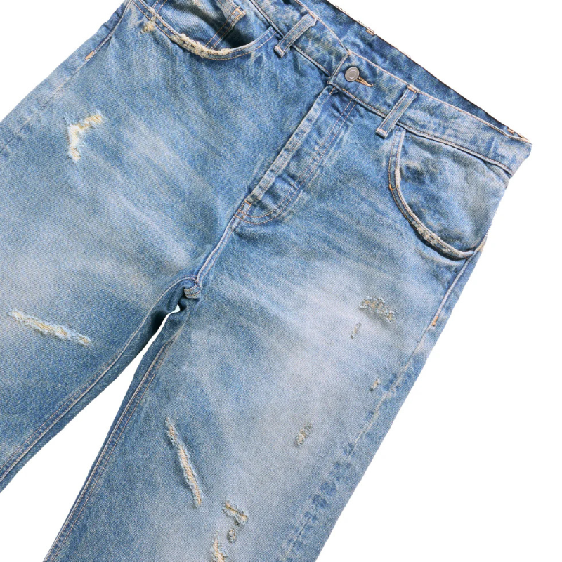 Denim Pants Light Wash Distressed Fit05 Bootcut | Garment Workshop