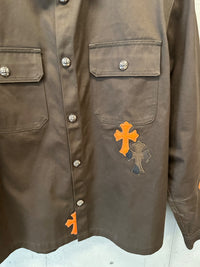 Jacket Work Dog Leather Cross Patch Orange | Chrome Hearts, view 5