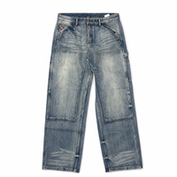 Jeans Eye Badge Washed Double Knee Washed Blue | KidSuper, Hype clothes