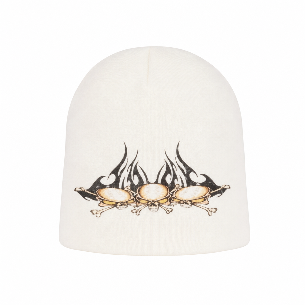 Beanie Tribal Skullz White | Hellstar