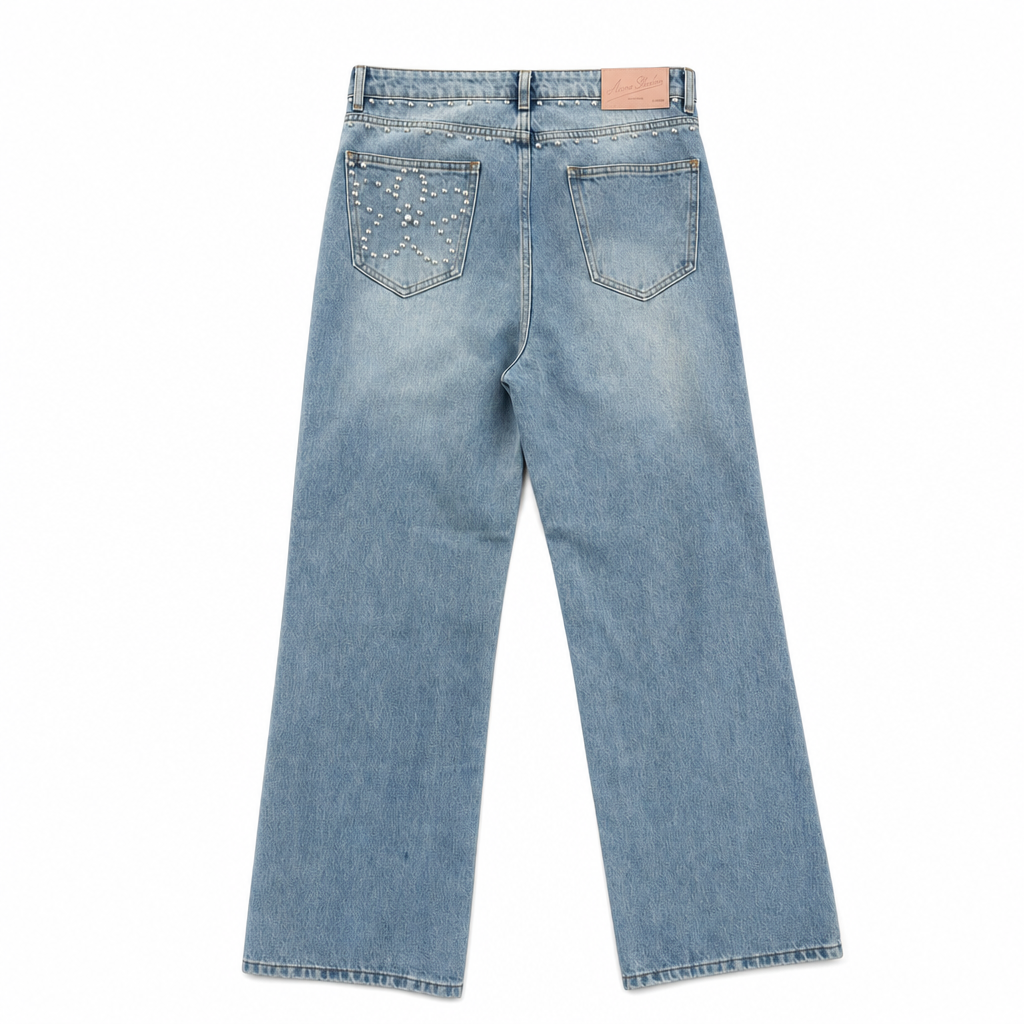 Jeans Blue Rhinestones | Maison Guava, view 2