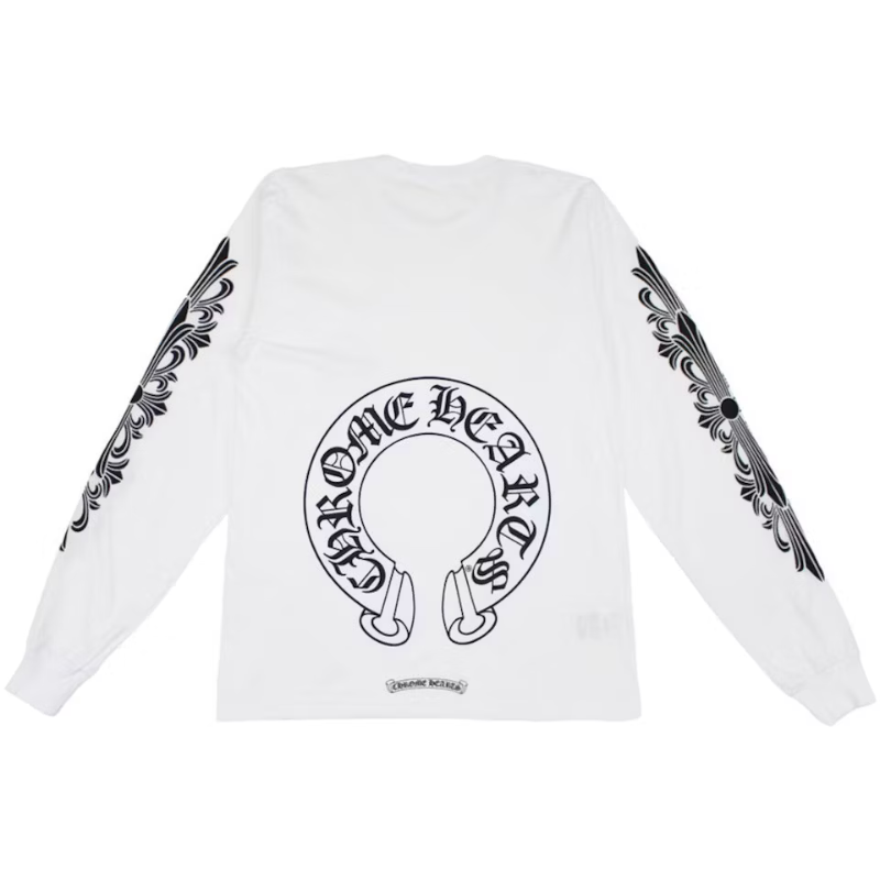 Longsleeve White Floral Horseshoe | Chrome Hearts — Hype clothes — view 4